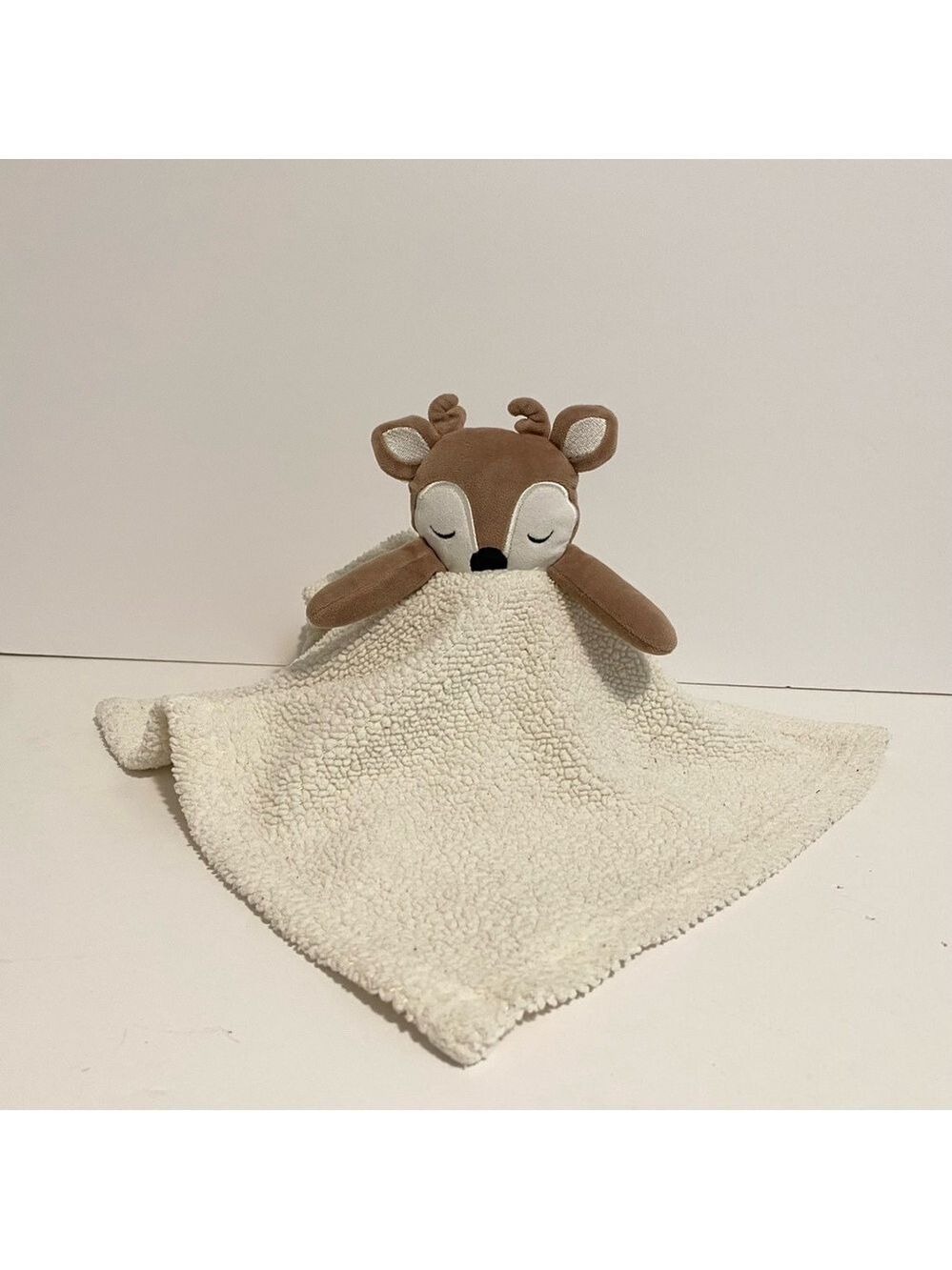 Chick Pea Deer Lovey Flat Plush White Baby Sherpa Security Blanket Woodland Toy